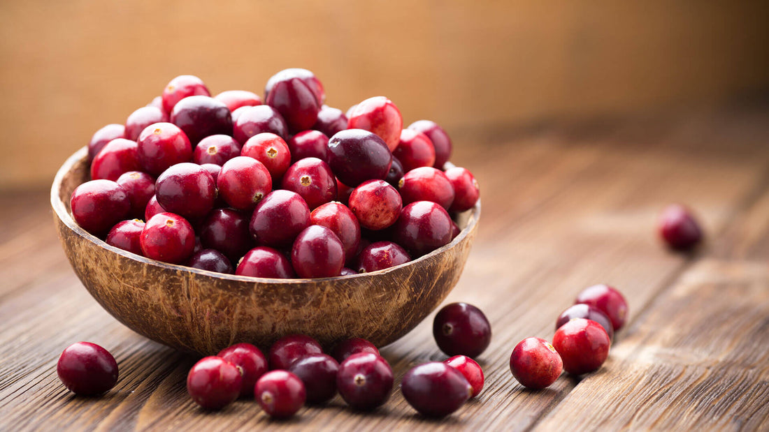 Cranberries in a wooden bowl