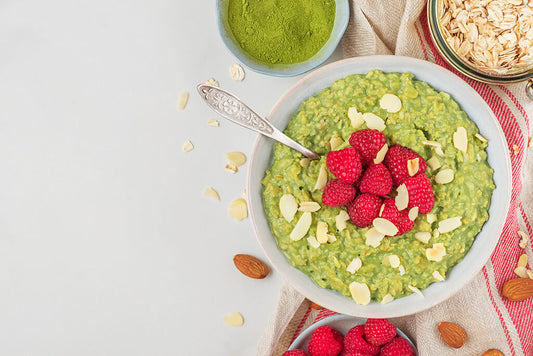 Matcha porridge for breakfast